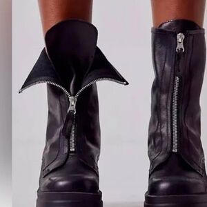 NEW Free People Miles Leather Zip Front Boots in Black, size 6